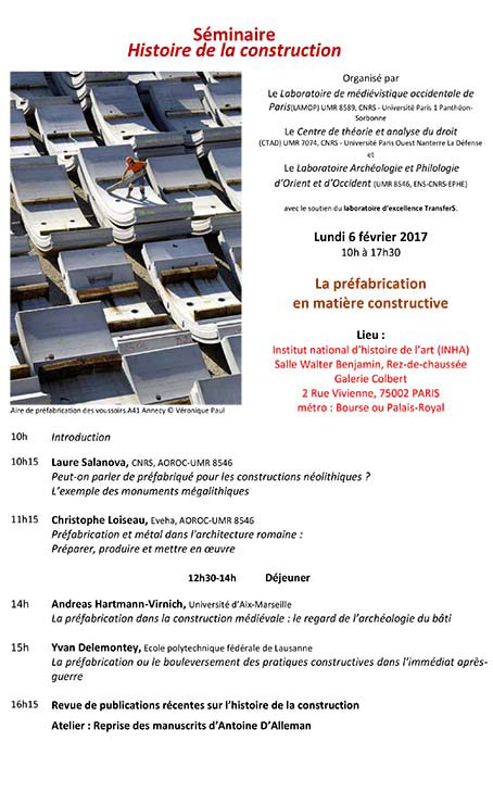 Programme séminaire Histoire de la construction 6 février 2017