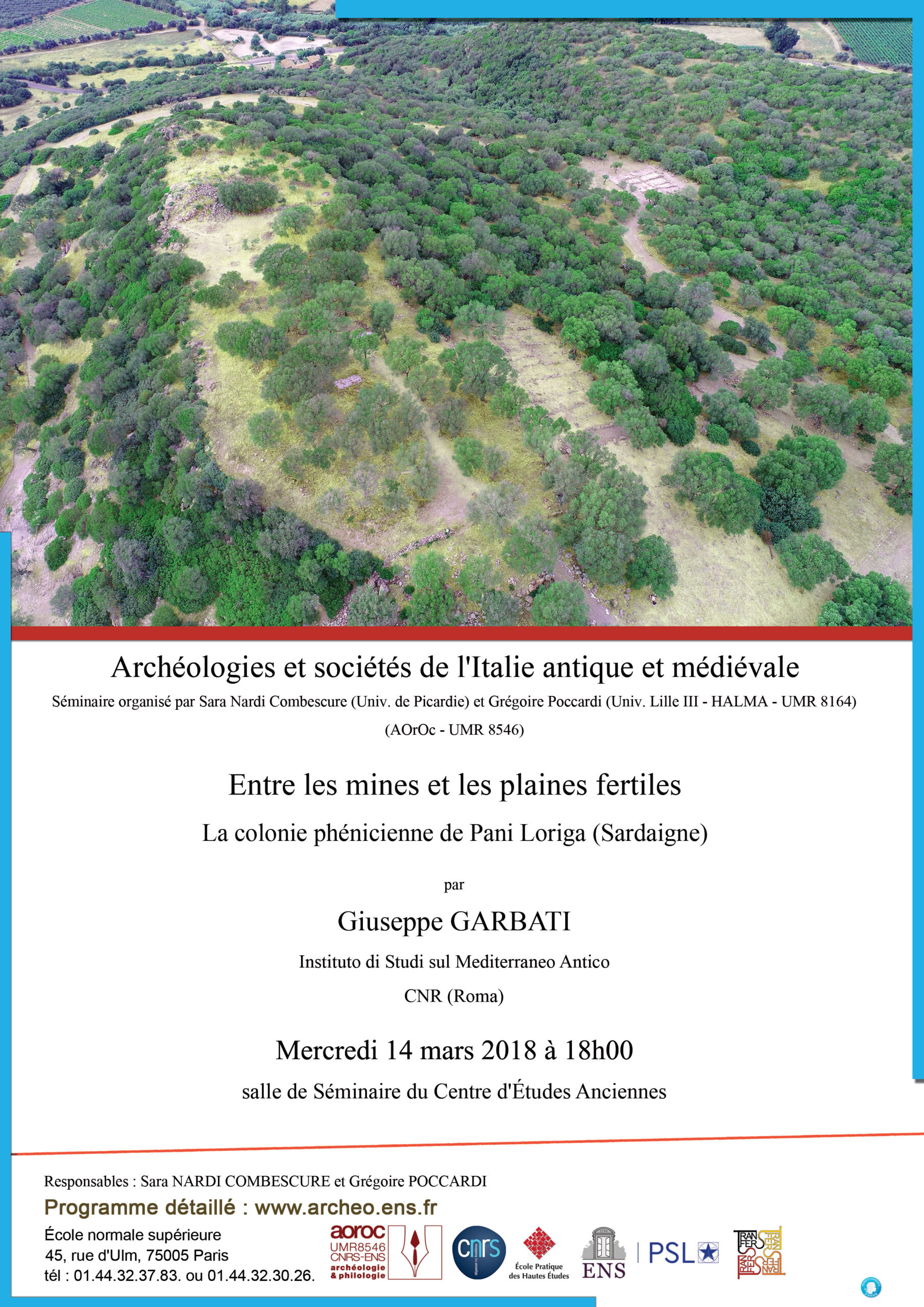 Séminaire 'Archéologies et sociétés de l'Italie antique et médiévale' mercredi 14 mars 2018