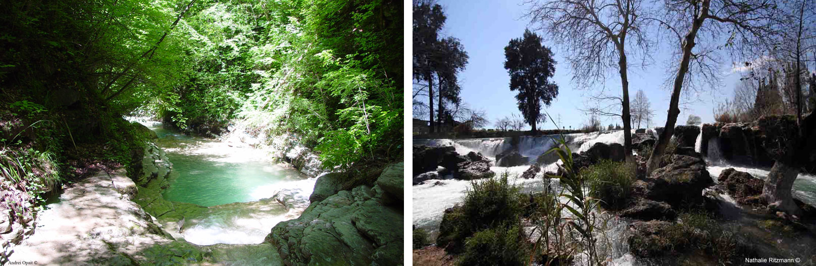 De gauche à droite : chutes d'eau à Erfelek, près de Sinope (mer Noire) ; Chutes d'eau à Tarse (Cilicie).
